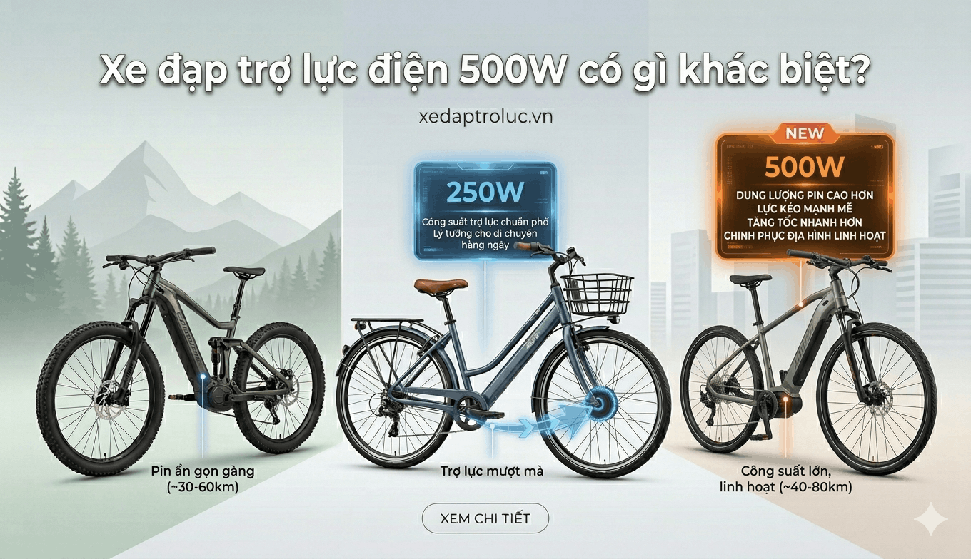 Xe đạp trợ lực điện 500W có gì khác biệt?