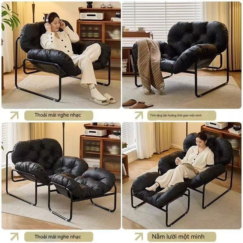 Ghế Sofa Đơn Phong Cách Bắc Âu  Da Chống Xước Cao Cấp  Lõi Bông Mềm Mại  Thiết Kế Cong Êm Ái