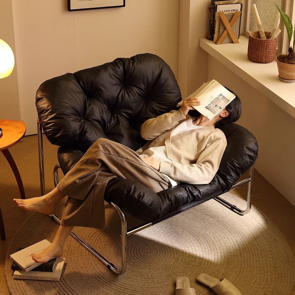 Ghế Sofa Đơn Phong Cách Bắc Âu  Da Chống Xước Cao Cấp  Lõi Bông Mềm Mại  Thiết Kế Cong Êm Ái