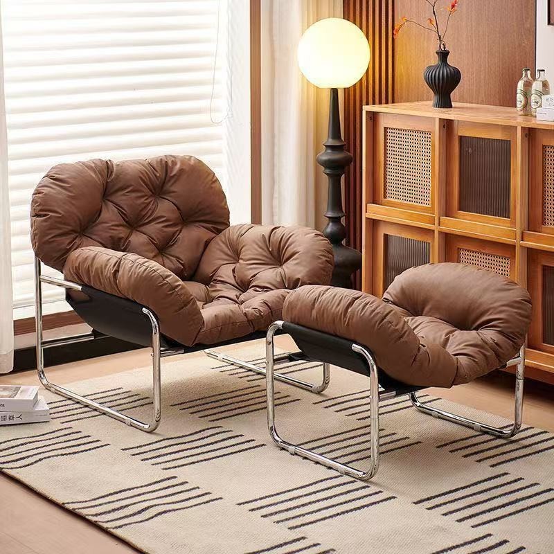 Ghế Sofa Đơn Phong Cách Bắc Âu  Da Chống Xước Cao Cấp  Lõi Bông Mềm Mại  Thiết Kế Cong Êm Ái