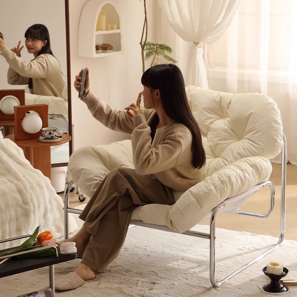 Ghế Sofa Đơn Phong Cách Bắc Âu  Da Chống Xước Cao Cấp  Lõi Bông Mềm Mại  Thiết Kế Cong Êm Ái