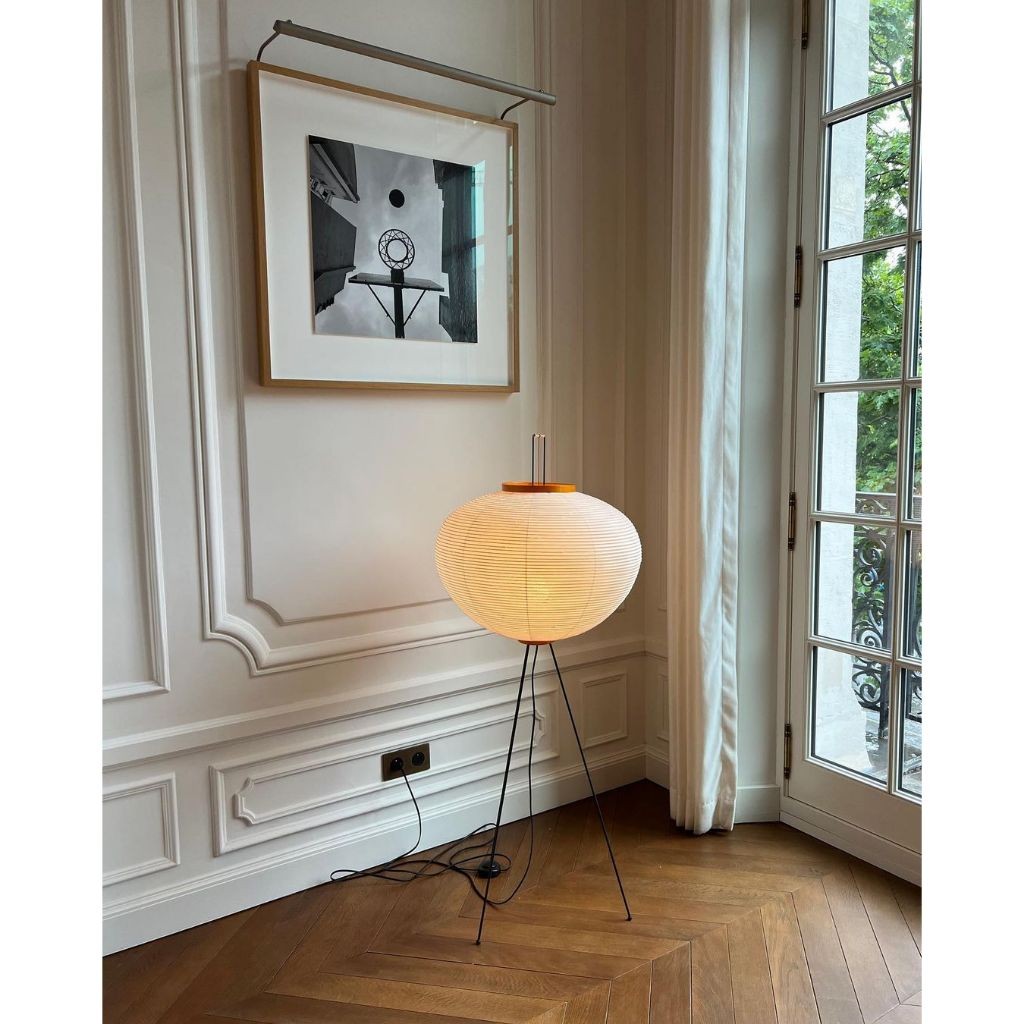 ĐÈN SÀN HÌNH CẦU BẰNG GIẤY GẠO, PHONG CÁCH HIỆN ĐẠI ĐƠN GIẢN (LỒNG ĐÈN MÀU TRẮNG)