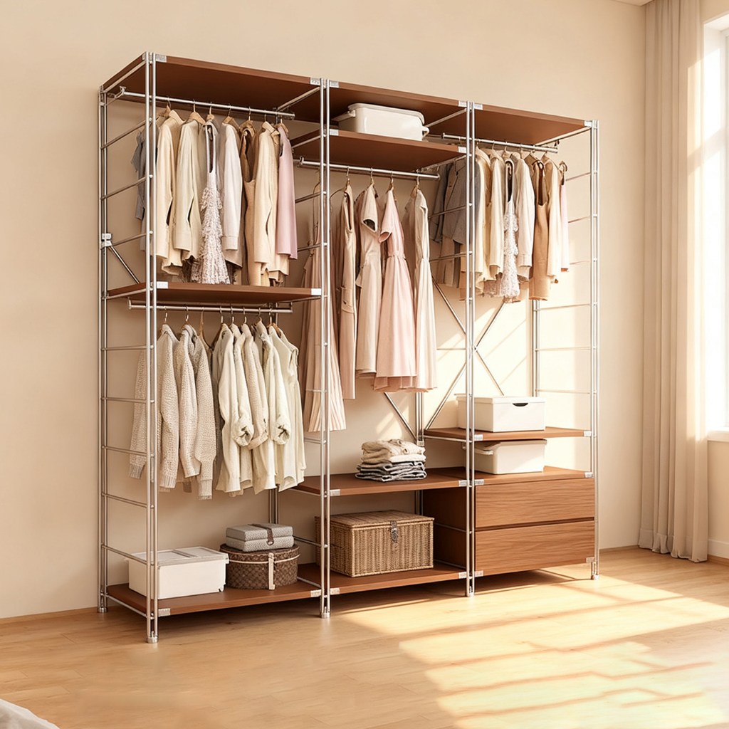 Tủ Quần Áo Gỗ Mở Gia Dụng, lắp ráp