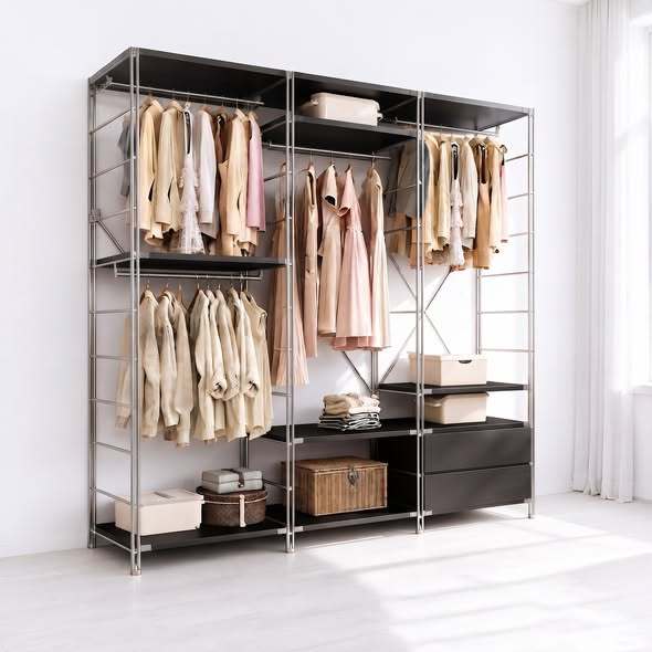 Tủ Quần Áo Gỗ Mở Gia Dụng, lắp ráp