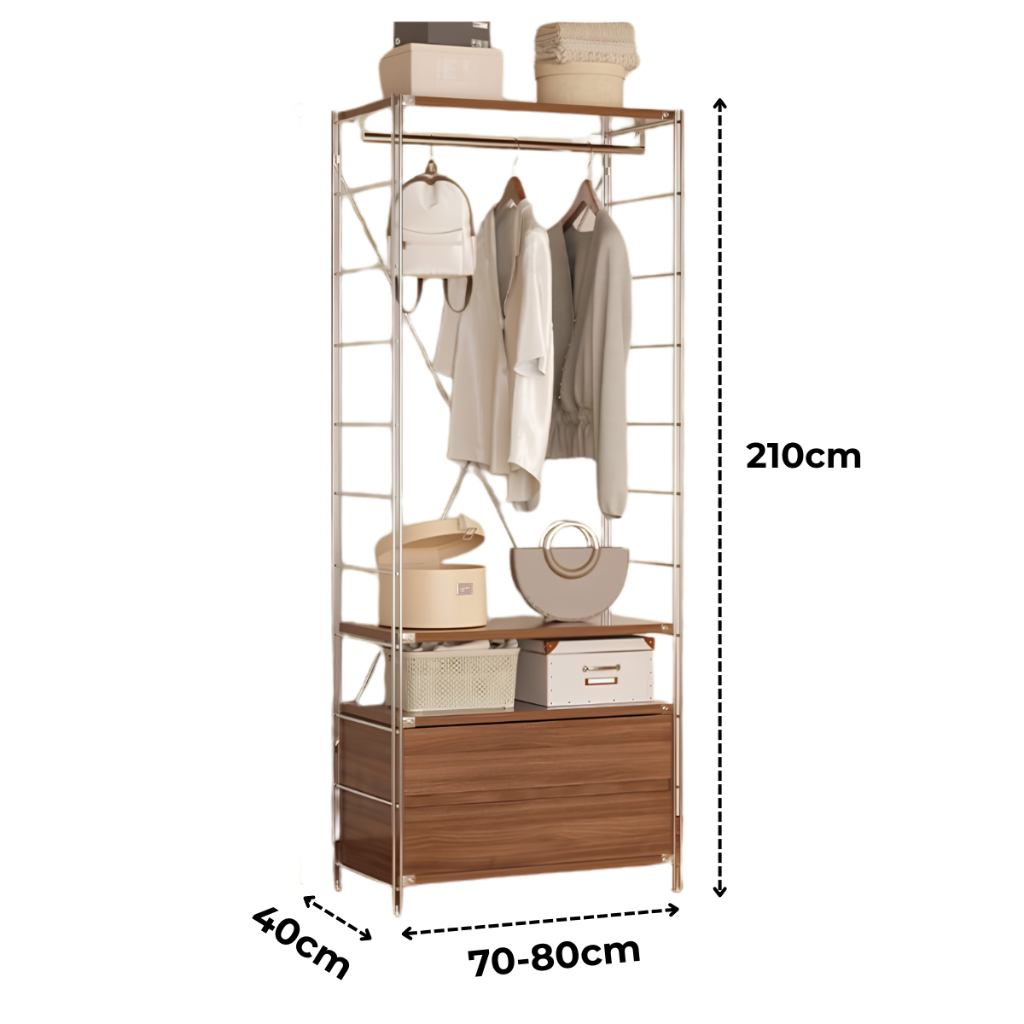 Tủ Quần Áo Gỗ Mở Gia Dụng, lắp ráp
