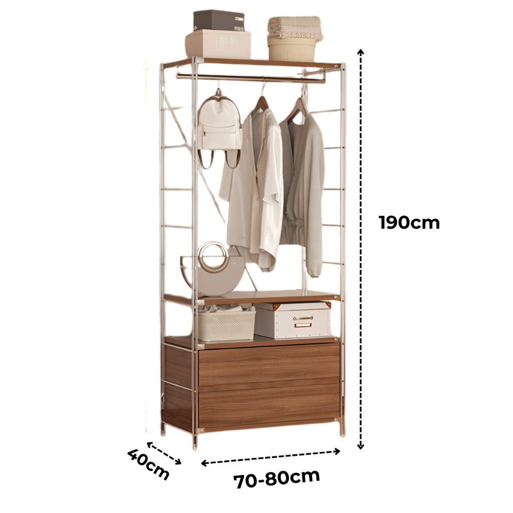 Tủ Quần Áo Gỗ Mở Gia Dụng, lắp ráp