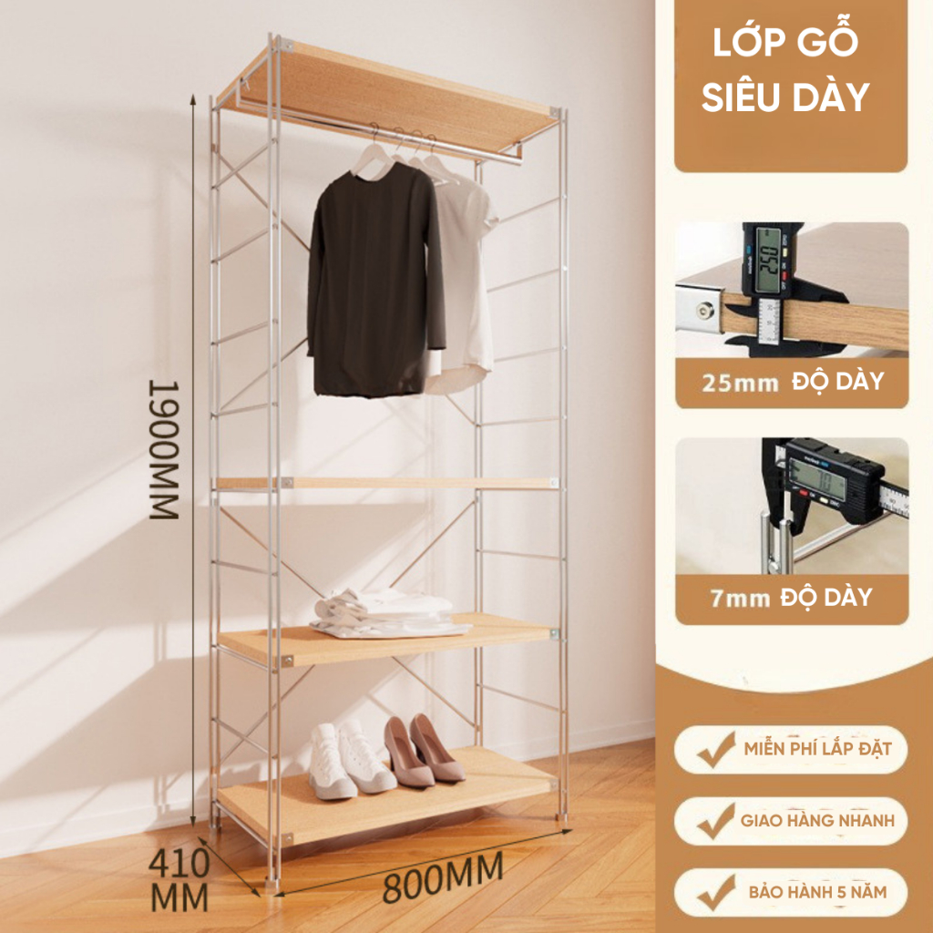 Tủ Quần Áo Gỗ Mở Gia Dụng, lắp ráp