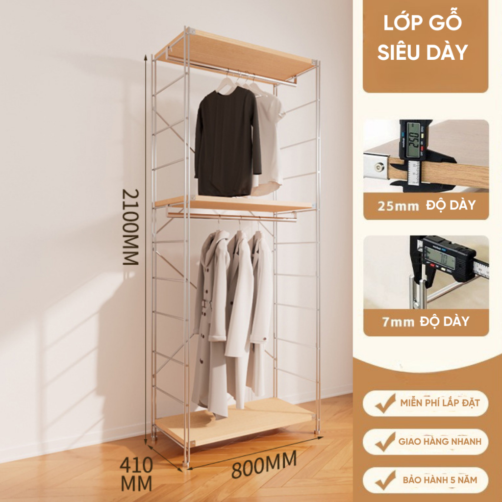 Tủ Quần Áo Gỗ Mở Gia Dụng, lắp ráp