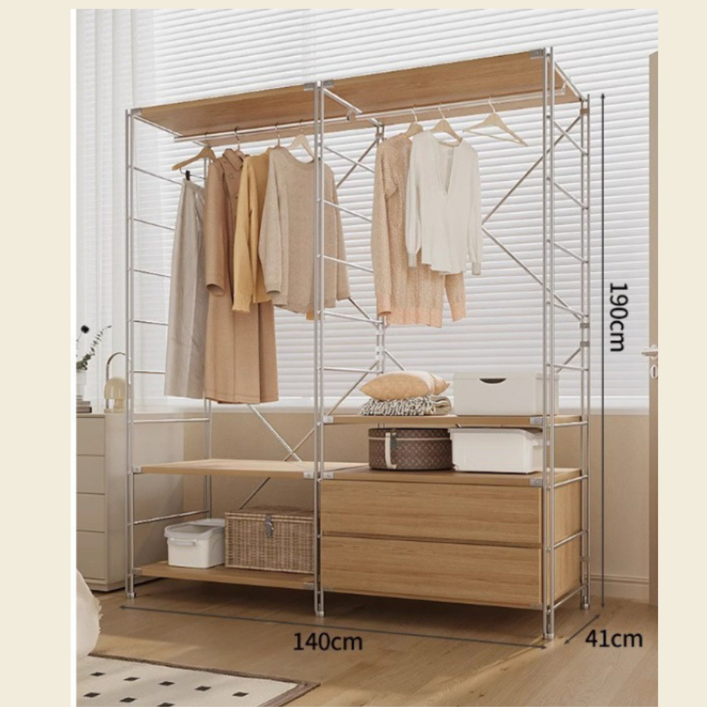 Tủ Quần Áo Gỗ Mở Gia Dụng, lắp ráp