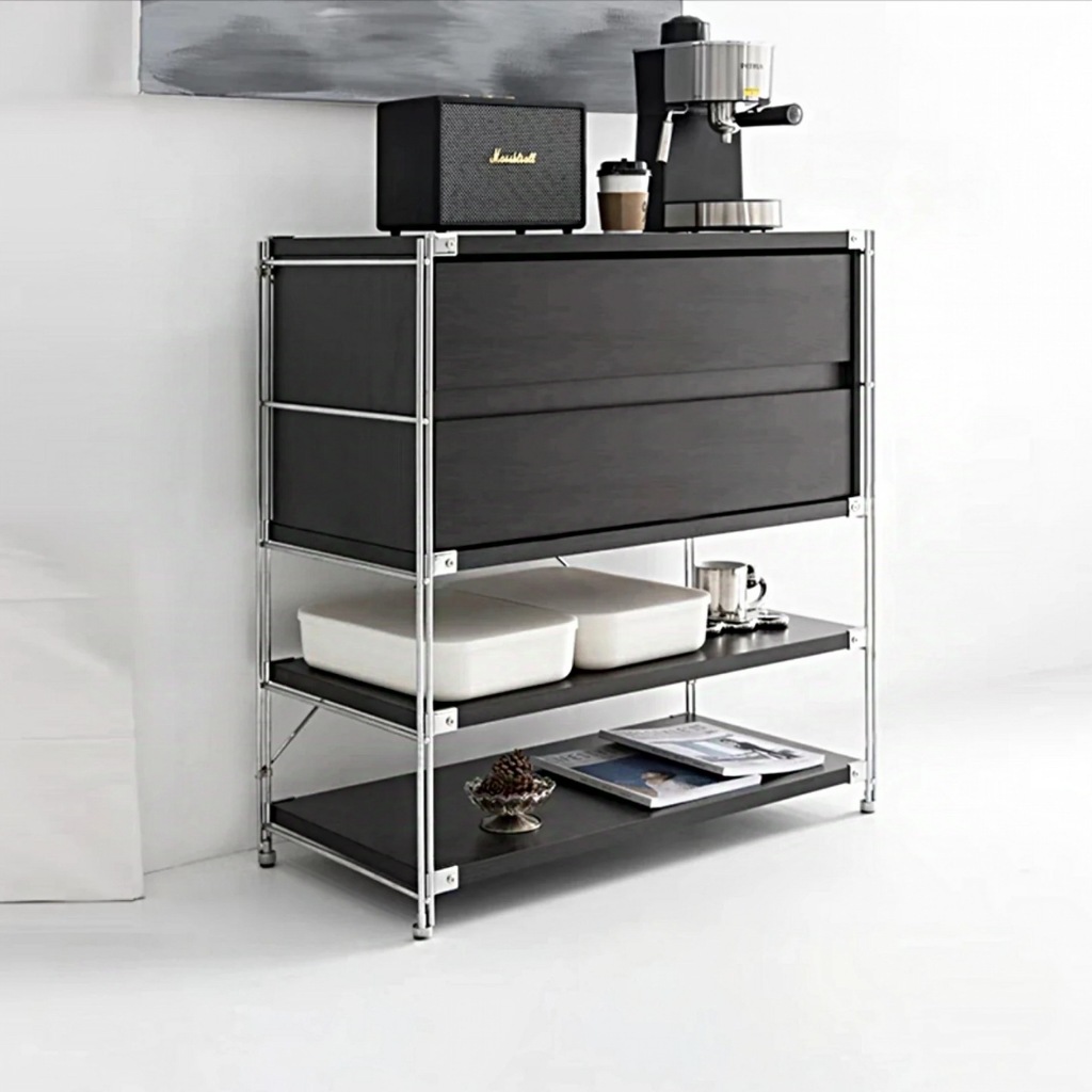 Tủ Lưu Trữ Kéo Đa Năng+Kệ Để Đồ Thông Minh (Black)