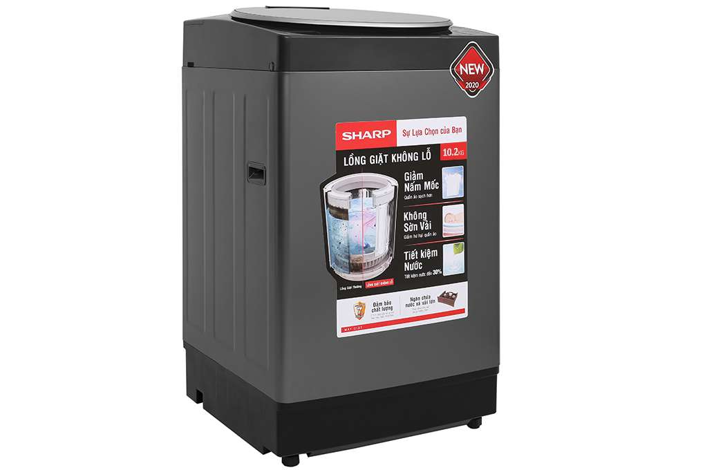 Máy giặt Sharp ES-W102PV-H lồng đứng 10.2 kg - Chính hãng