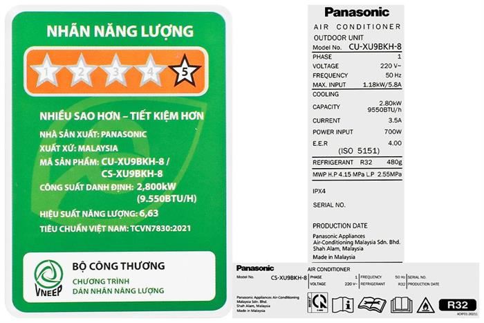 Điều hòa Panasonic Inverter 9000 BTU 1 chiều CU/CS-XU9BKH-8