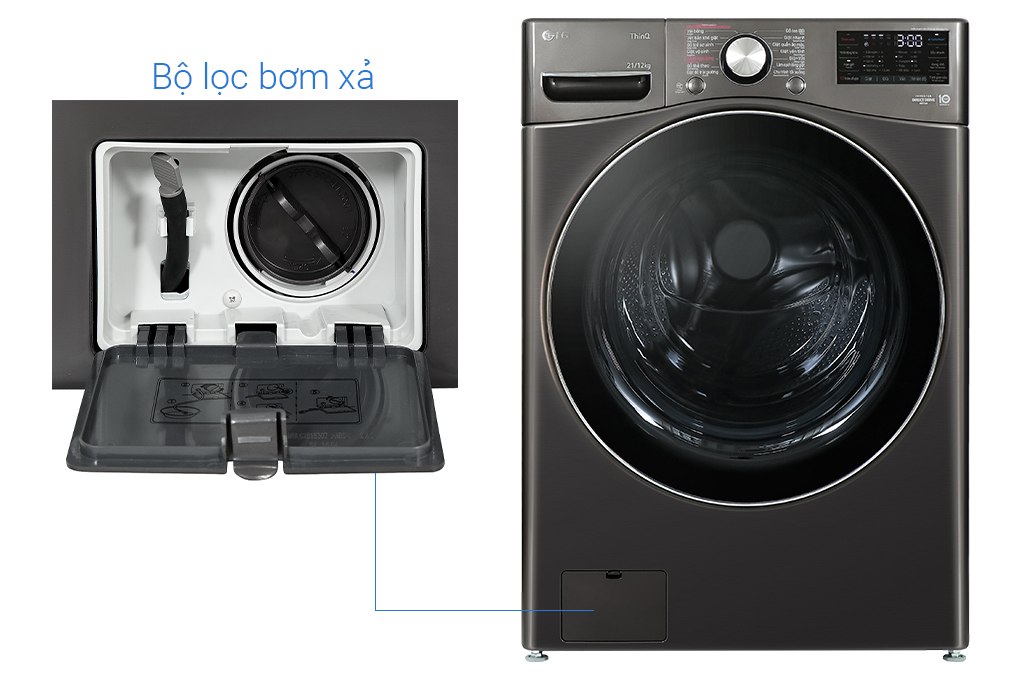 Máy giặt sấy LG Inverter 21kg/12kg F2721HVRB - Chính hãng