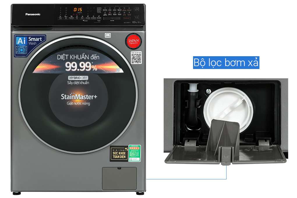 Máy giặt sấy Panasonic Inverter 10kg/6kg NA-S106FC1LV - Chính hãng