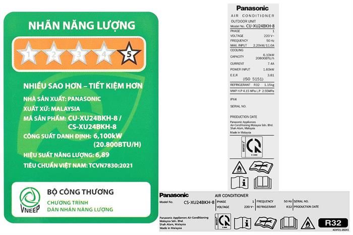 Điều hòa Panasonic Inverter 24000 BTU 1 chiều CU/CS-XU24BKH-8
