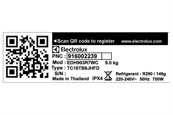 Máy sấy bơm nhiệt Electrolux UltimateCare 9 kg EDH903R7WC