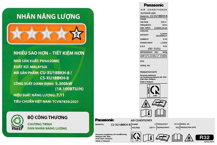Điều hòa Panasonic Inverter 18000 BTU 1 chiều CU/CS-XU18BKH-8