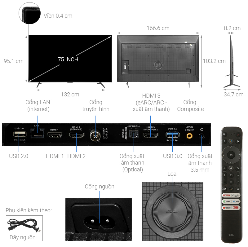 Google Tivi TCL AI 4K 75 inch 75P79B Pro