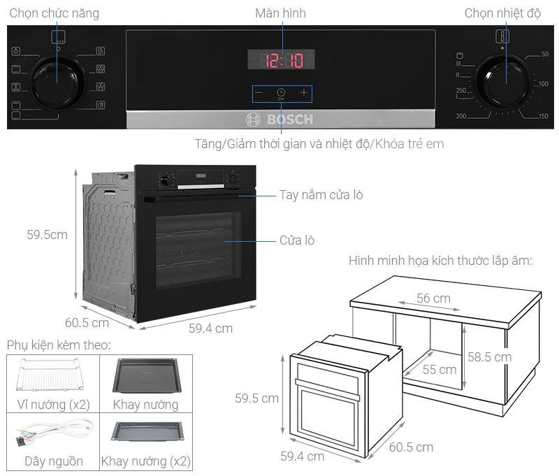 Lò nướng âm 71 lít Bosch HBS534BB0B
