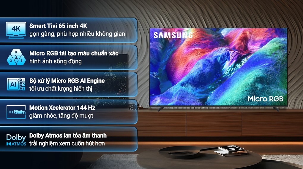Tivi Micro RGB 4K Samsung AI 65 inch MRA65R85HA