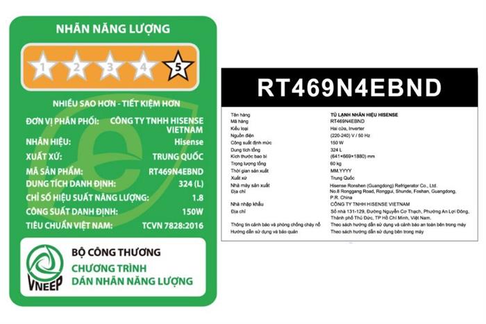 Tủ lạnh Hisense Inverter 324 lít RT469N4EBND