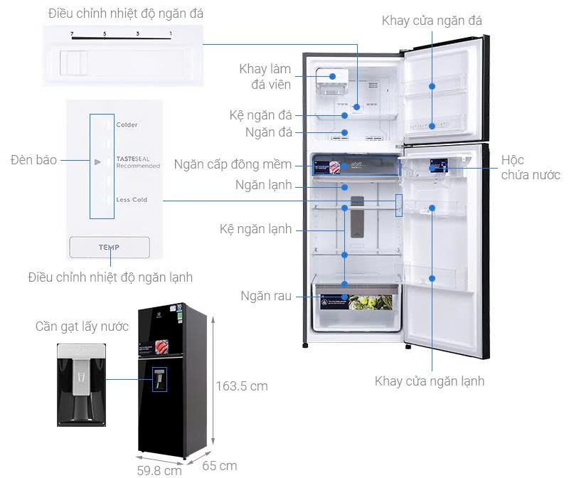 Tủ lạnh Electrolux Inverter 312 lít ETB3440M-H
