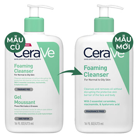 Sữa rửa mặt CeraVe sạch sâu cho da thường đến da dầu 473ml