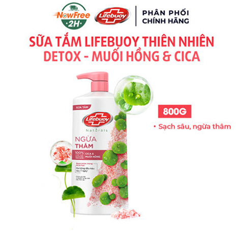 Sữa tắm Lifebuoy Detox muối hồng và rau má 800g