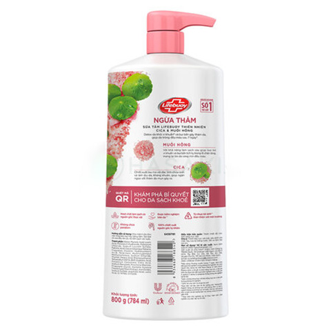 Sữa tắm Lifebuoy Detox muối hồng và rau má 800g