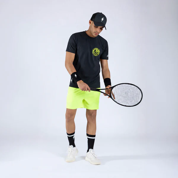 Áo Ngắn Tay Thể Thao Nam Pickleball/Tennis About Tech ROCK BLACK & FLUO YELLOW