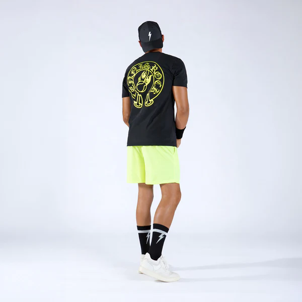 Áo Ngắn Tay Thể Thao Nam Pickleball/Tennis About Tech ROCK BLACK & FLUO YELLOW