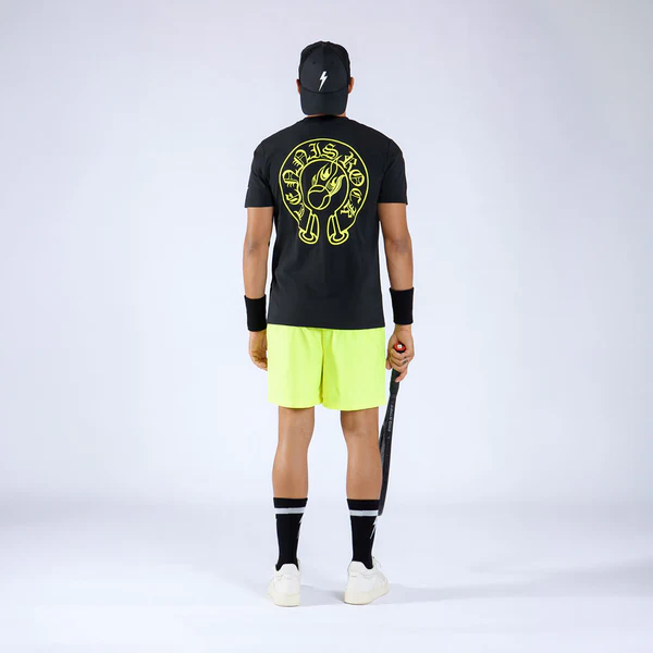 Áo Ngắn Tay Thể Thao Nam Pickleball/Tennis About Tech ROCK BLACK & FLUO YELLOW