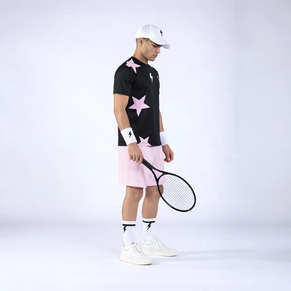 Áo Ngắn Tay Thể Thao Nam Pickleball/Tennis About Tech STARS BLACK & PINK