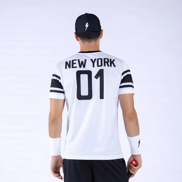 Áo Ngắn Tay Thể Thao Nam Pickleball/Tennis About Tech ICON NEW YORK WHITE & BLACK