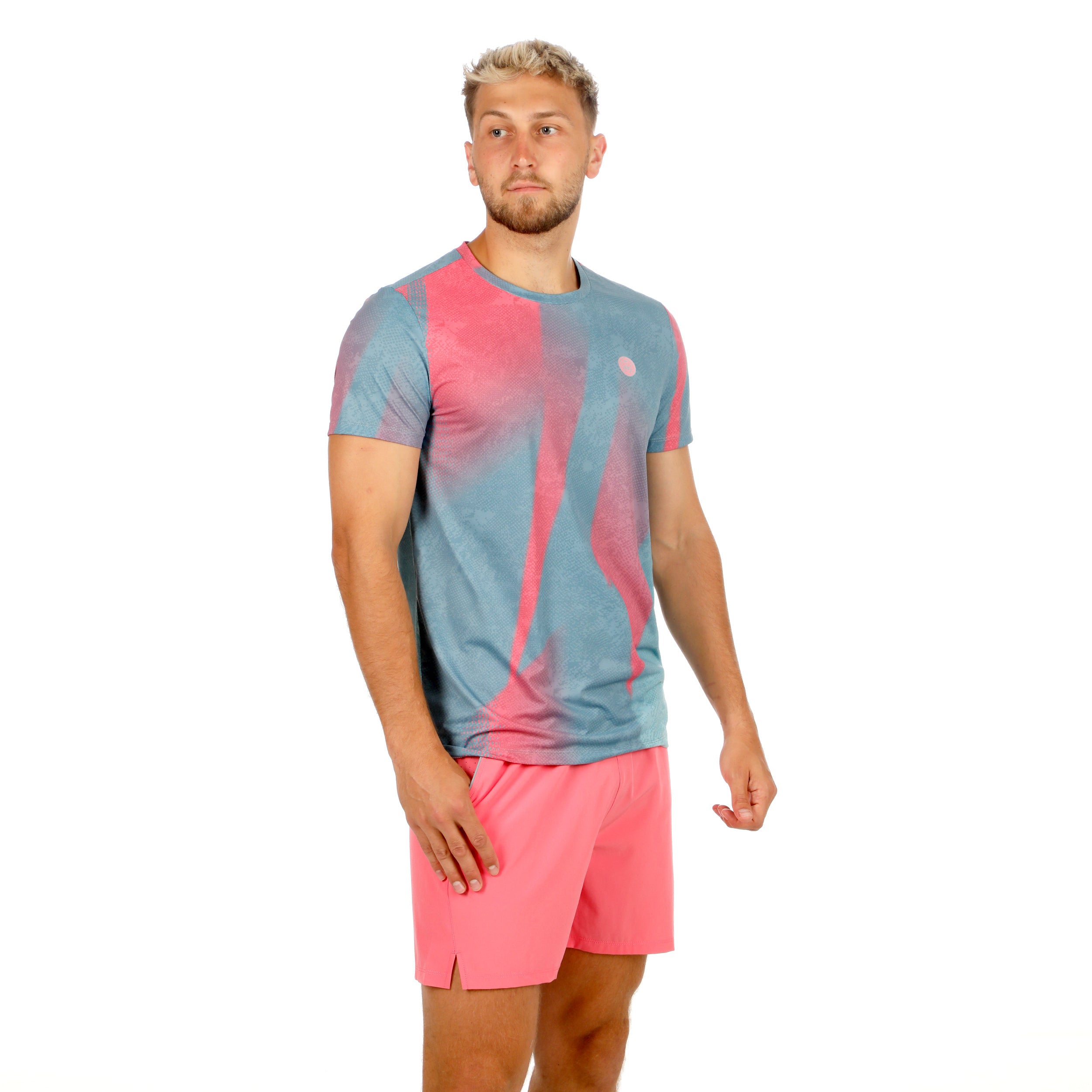 Áo Bidi Badu tay ngắn thể thao tennis/pickleball nam Freeze Out Grey Pink BB110043-8050