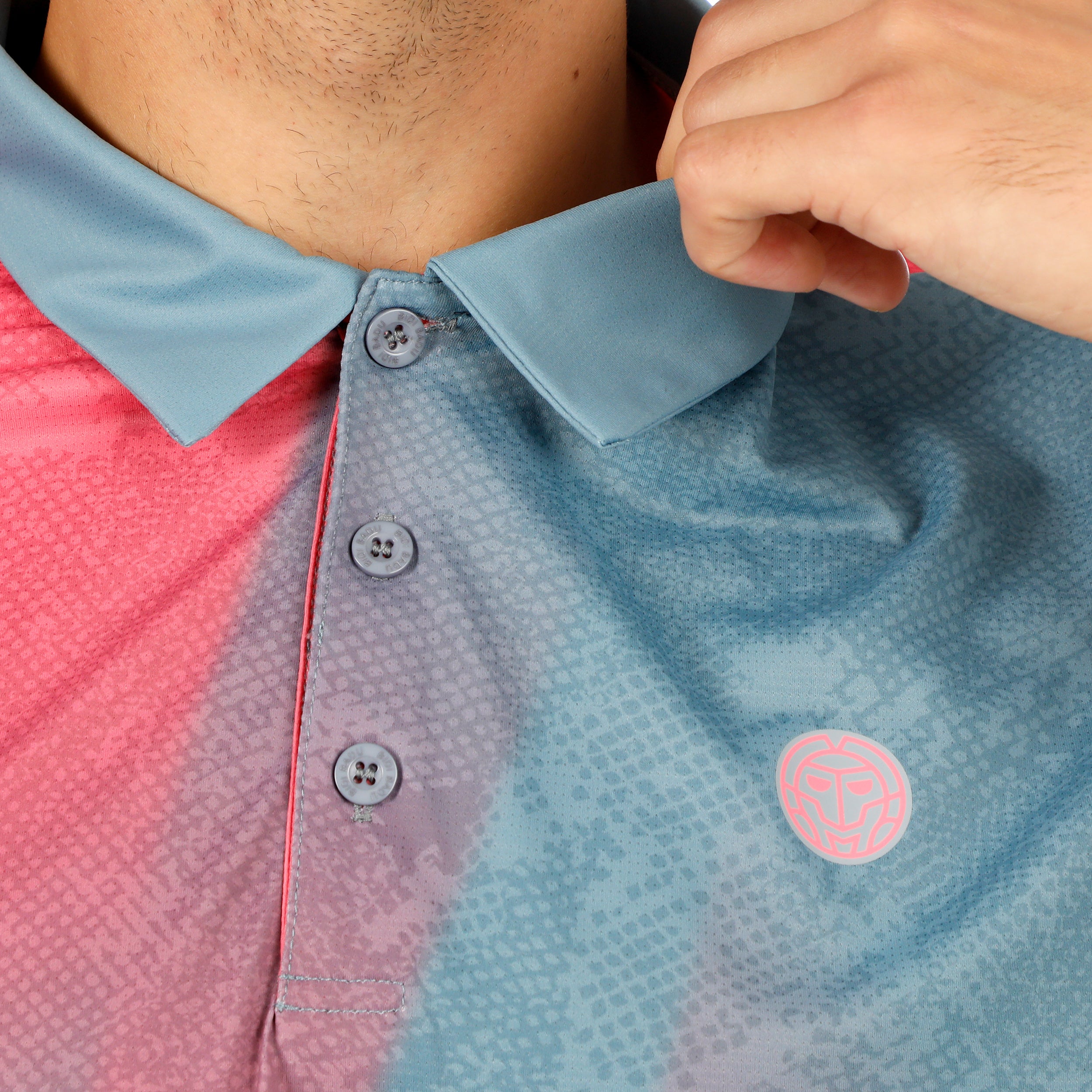 Áo Bidi Badu tay ngắn thể thao tennis/pickleball nam Freeze Out Polo Grey Pink BB110045-8050