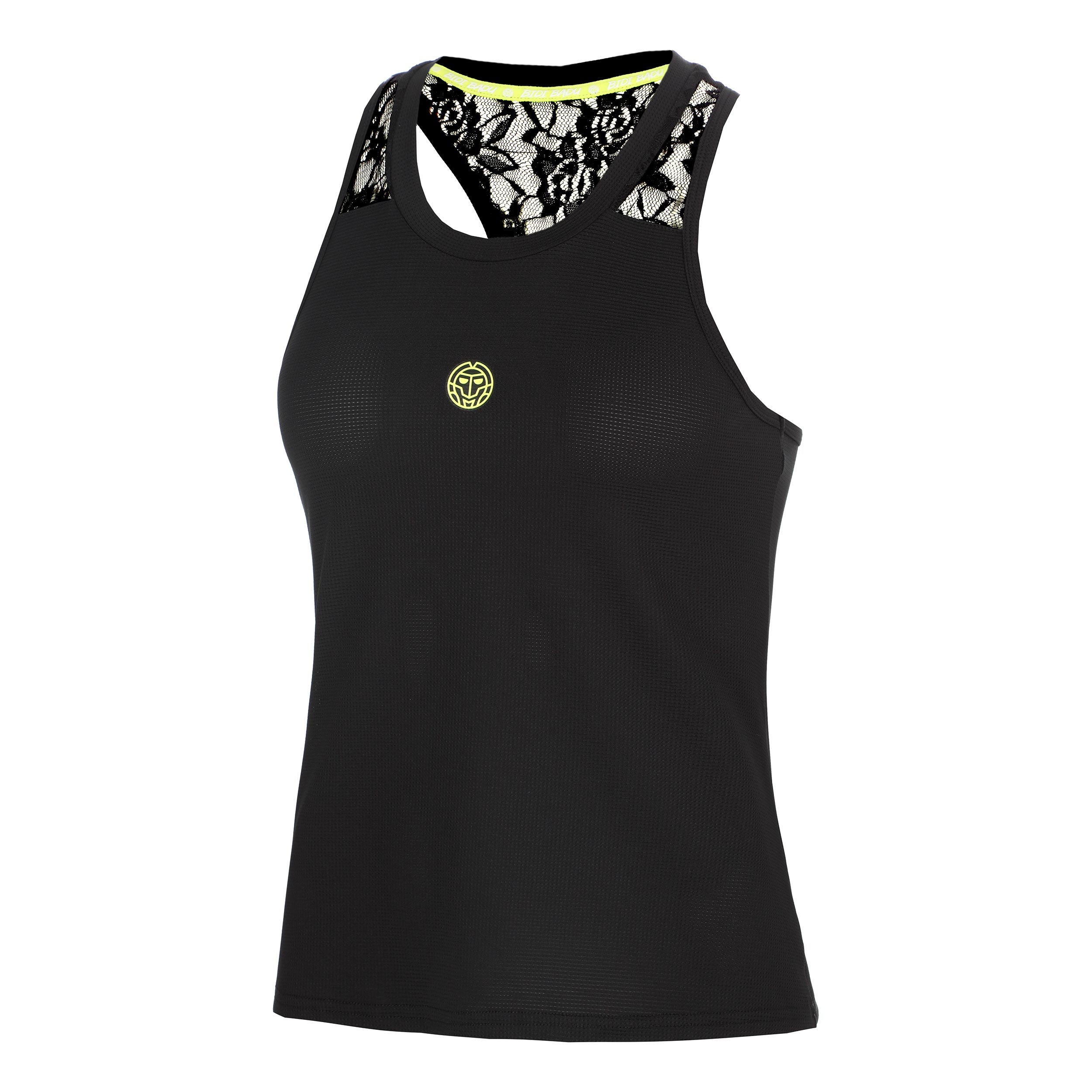 Áo Bidi Badu tay ngắn thể thao tennis/pickleball nữ Night Flash Racerback Lace Tank Top Black BB110058-200