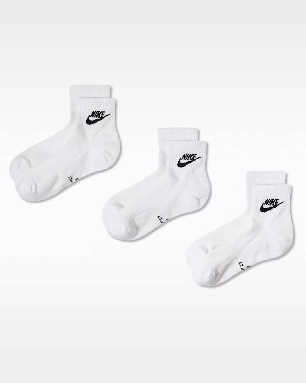 Tất Thể Thao Unisex Nike Black Cổ Thấp 3PR - White