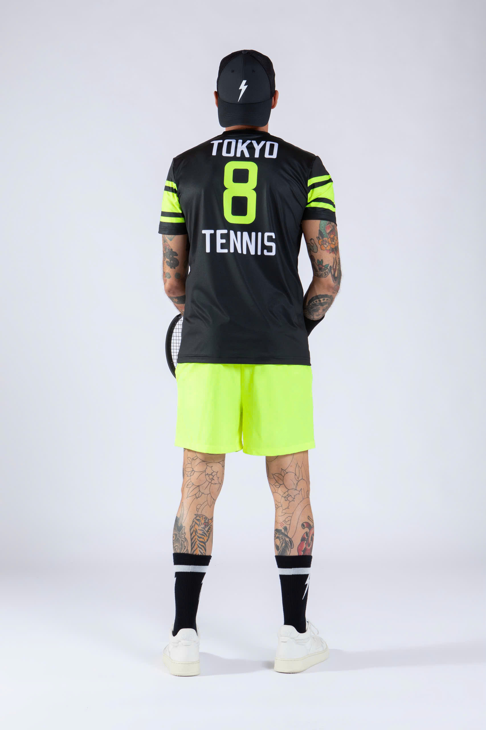 Áo Ngắn Tay Thể Thao Nam Pickleball/Tennis About Tech ICON TOKYO BLACK & FLUO YELLOW