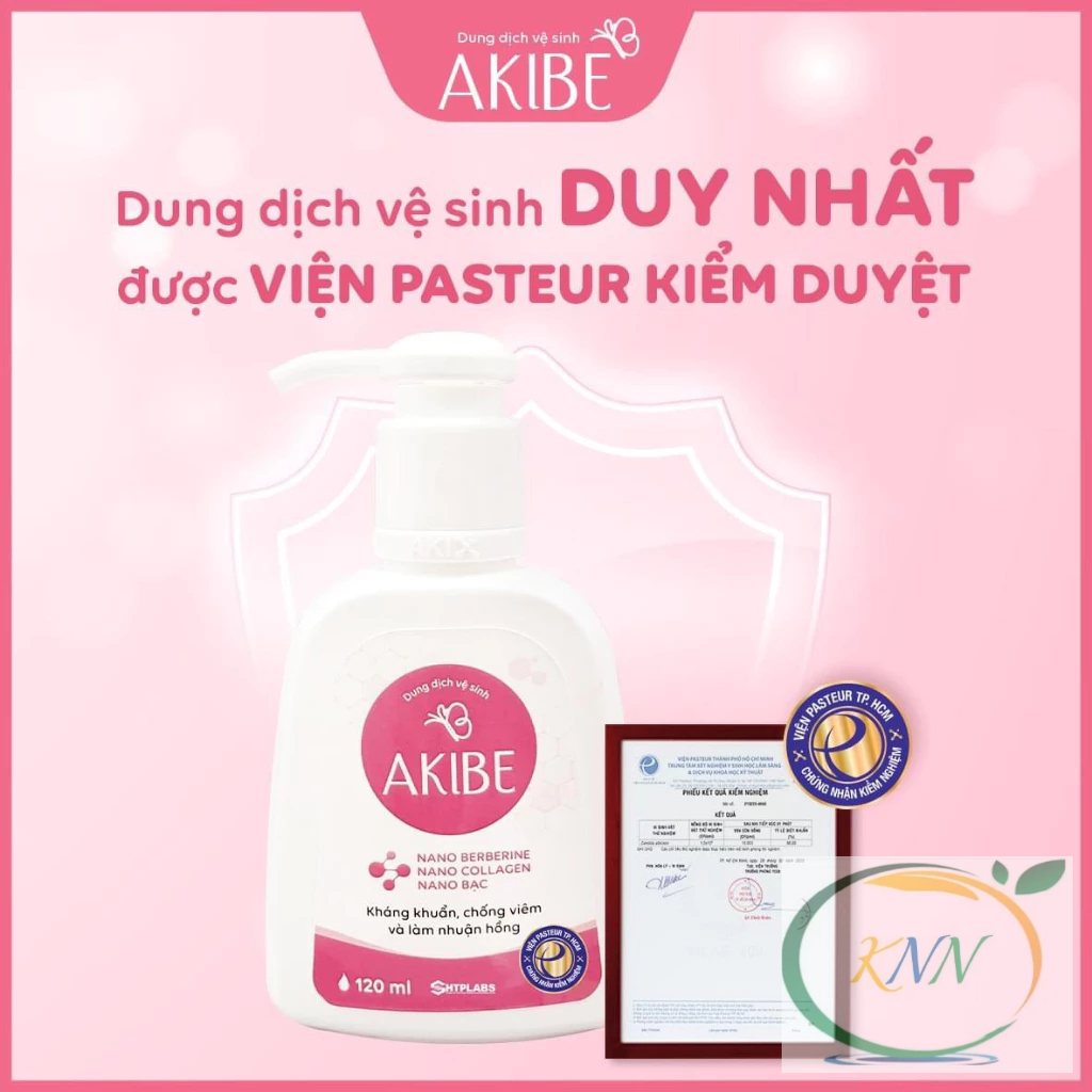 Dung dịch vệ sinh phụ nữ Akibe diệt nấm candida, kháng khuẩn, khử mùi, hỗ trợ làm hồng và se khít
