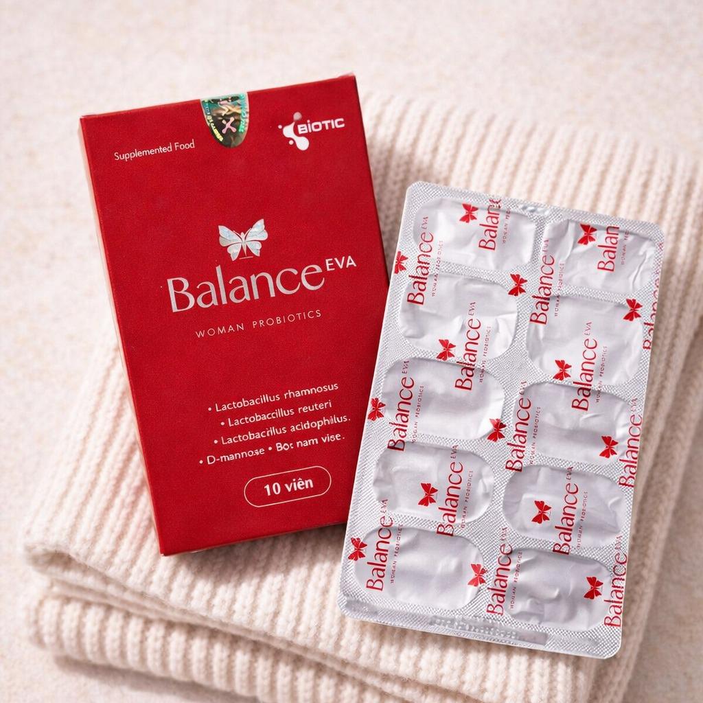 Men vi sinh phụ khoa Balance EVA hộp vỉ 10 viên tiện lợi cho chị em trải nghiệm – 6 tỷ lợi khuẩn, cân bằng pH, giảm viêm ngứa, khí hư, hỗ trợ vùng kín khỏe mạnh
