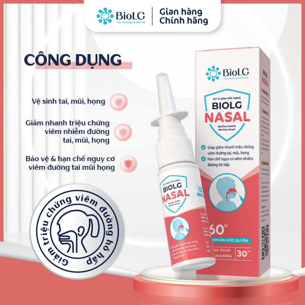 [QUÀ CHO MẸ] Xịt Mũi Họng Cho Trẻ BioLG Nasal 60 Tỷ Lợi Khuẩn Giảm Viêm Xoang Nghẹt Mũi Vệ Sinh Mũi Họng An Toàn