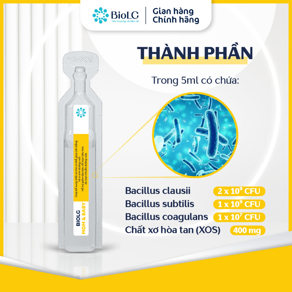 [QUÀ CHO MẸ] Men Vi Sinh BioLG Mom & Baby Giảm Táo Bón Bổ Sung Chất Xơ XOS 3 Chủng Lợi Khuẩn Hỗ Trợ Tiêu Hóa Cho Mẹ & Bé
