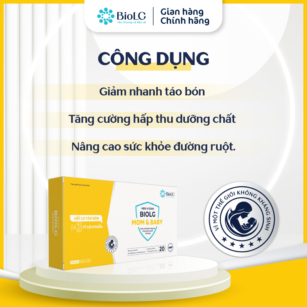 [QUÀ CHO MẸ] Men Vi Sinh BioLG Mom & Baby Giảm Táo Bón Bổ Sung Chất Xơ XOS 3 Chủng Lợi Khuẩn Hỗ Trợ Tiêu Hóa Cho Mẹ & Bé