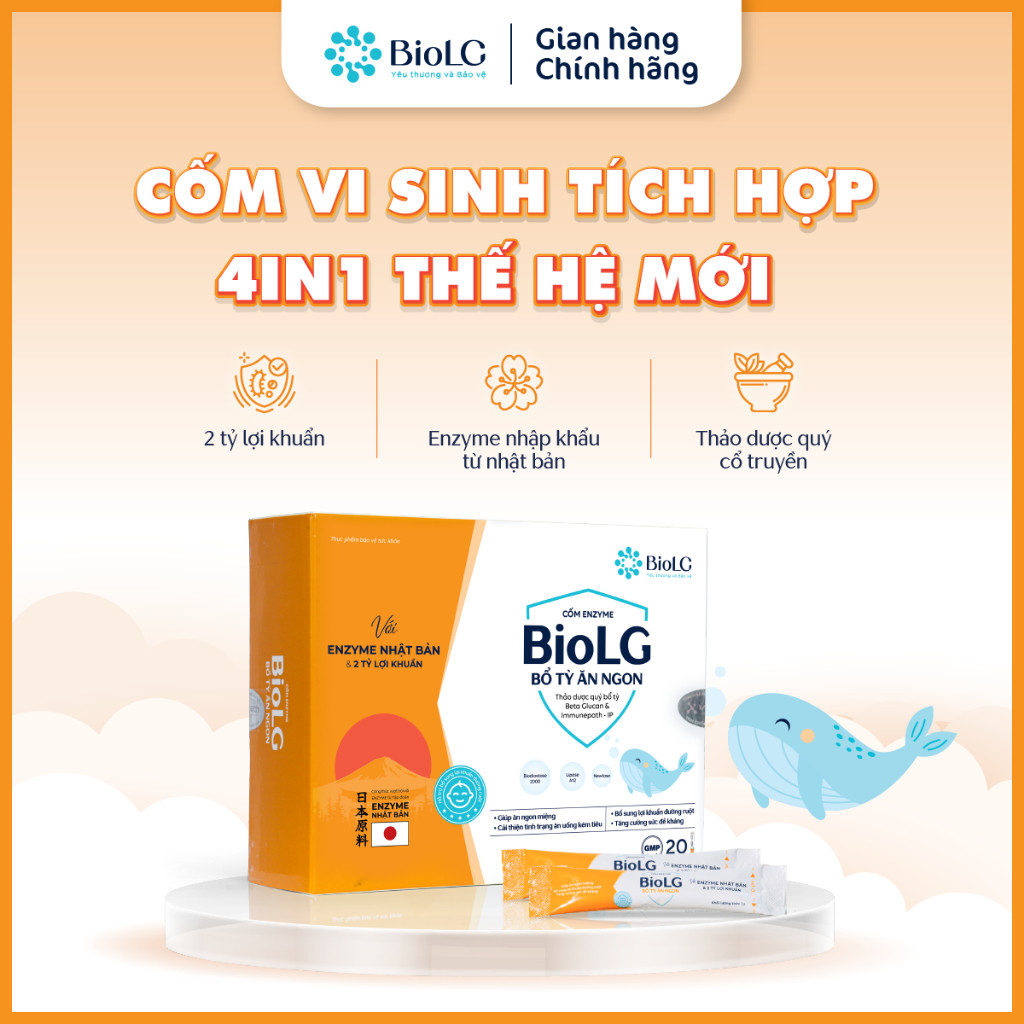Cốm Enzyme BioLG Bổ Tỳ Ăn Ngon Dành Cho Bé Biếng Ăn Chậm Lớn Tiêu Hóa Kém Sức Đề Kháng Yếu 20 Gói