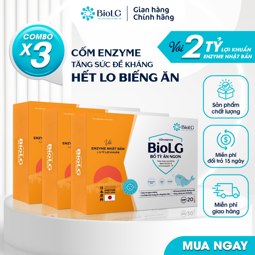 Cốm Enzyme BioLG Bổ Tỳ Ăn Ngon Dành Cho Bé Biếng Ăn Chậm Lớn Tiêu Hóa Kém Sức Đề Kháng Yếu 20 Gói