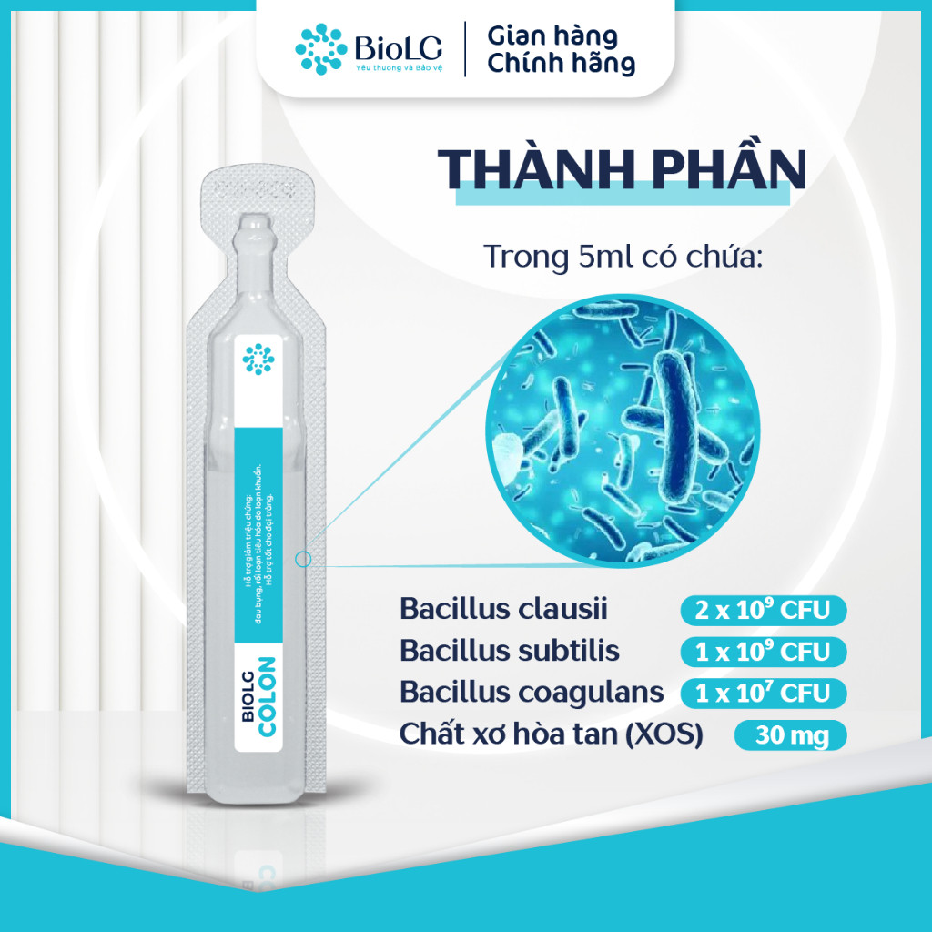 [QUÀ CHO MẸ] BioLG Colon Men Vi Sinh 3 Tỷ Lợi Khuẩn Bacillus Giảm Táo Bón Tiêu Chảy Đầy Hơi Hỗ Trợ Đại Tràng 20 Ống