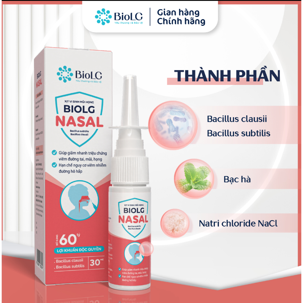 [ƯU ĐÃI QUÀ KHỦNG] Xịt Vi Sinh BioLG Nasal Bổ Sung 60Tỷ Lợi Khuẩn Hỗ Trợ Làm Giảm Triệu Chứng Hô Hấp