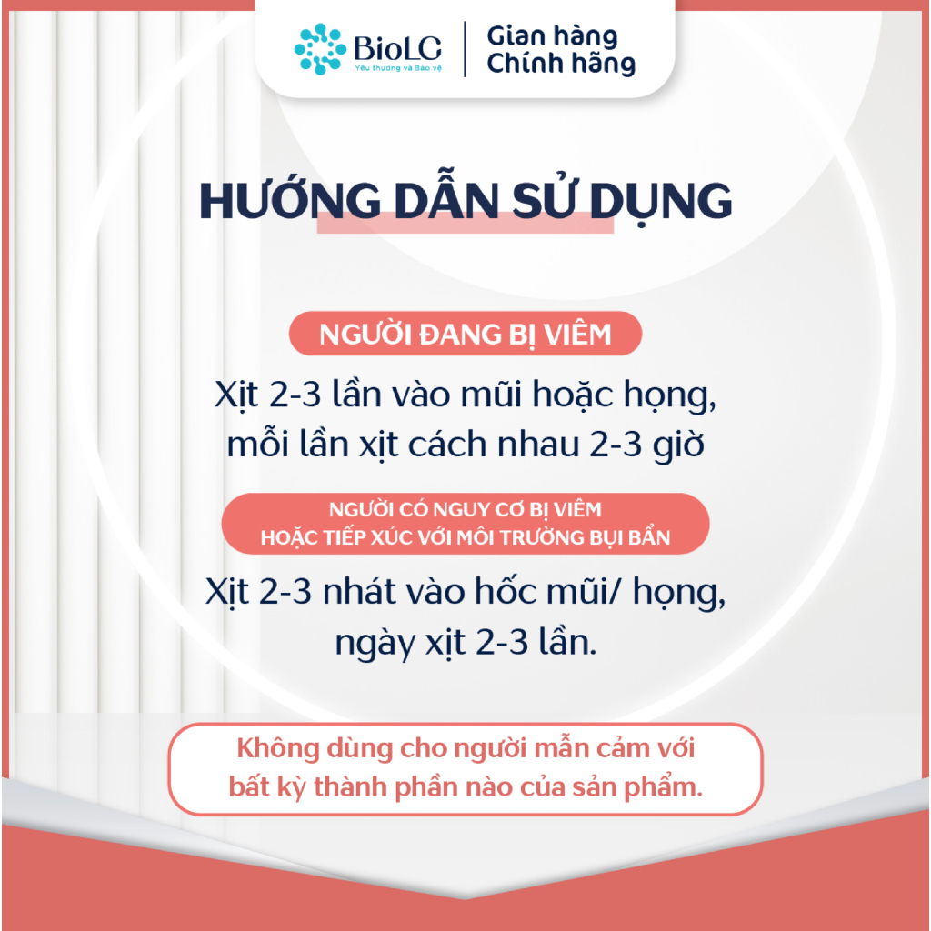 [ƯU ĐÃI QUÀ KHỦNG] Xịt Vi Sinh BioLG Nasal Bổ Sung 60Tỷ Lợi Khuẩn Hỗ Trợ Làm Giảm Triệu Chứng Hô Hấp
