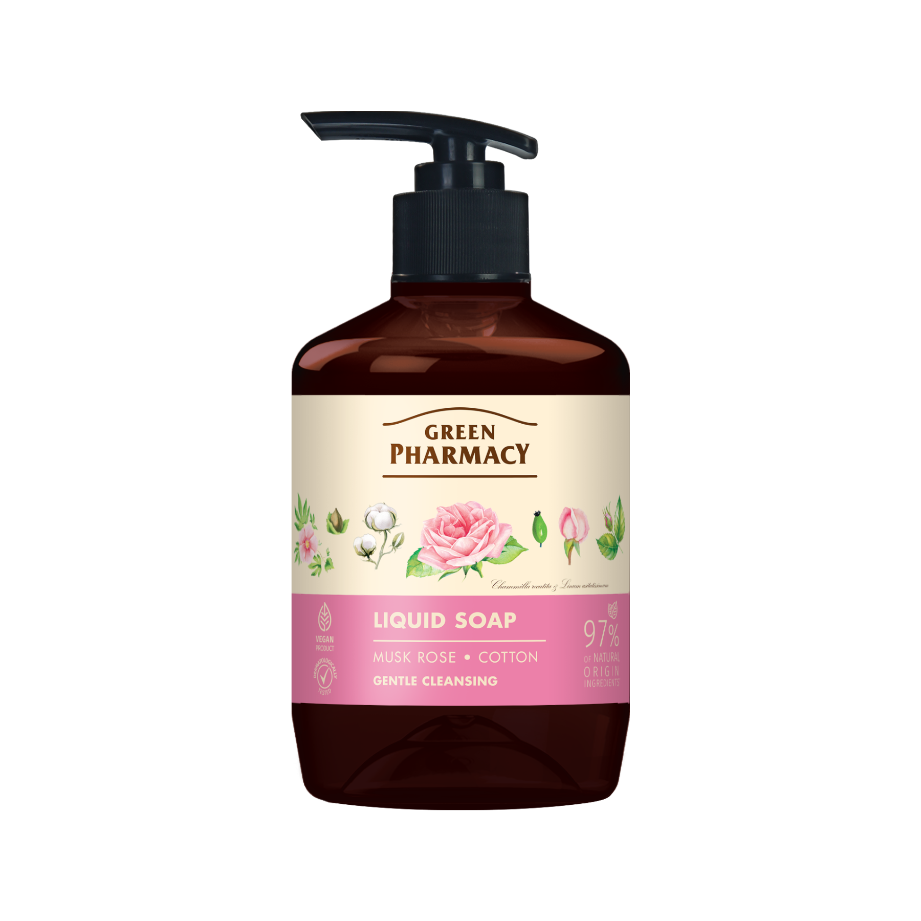 Xà phòng rửa tay Green Pharmacy Hoa hồng và Bông 460ml